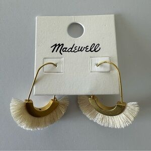 Madewell Gold and White Arc Wire Fringe Earrings
